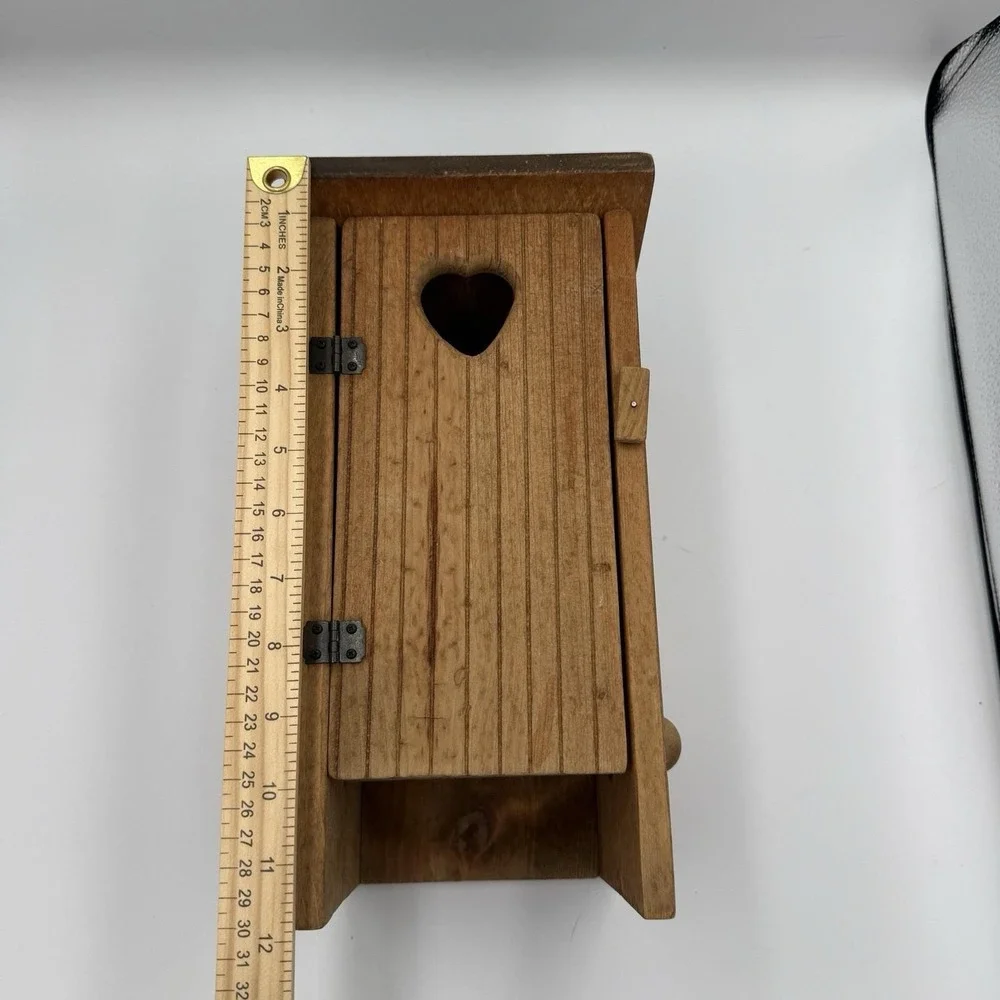 Beaver Creek Wooden Wall Mount Toilet Paper Holder w/ Storage Heart Cutout Brown